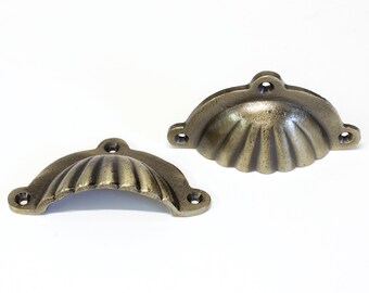 Vintage Sea Shell Iron Cup Pull for Drawers and Cabinets (5 Pack) - PL-IR8357 from RCH Hardware
