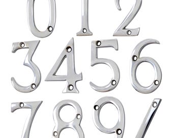 Modern Small Serif 2 Inch Brass House Number for Address Plaque, Mailbox, and Metal Signage - NO-BR235-50 from RCH Hardware