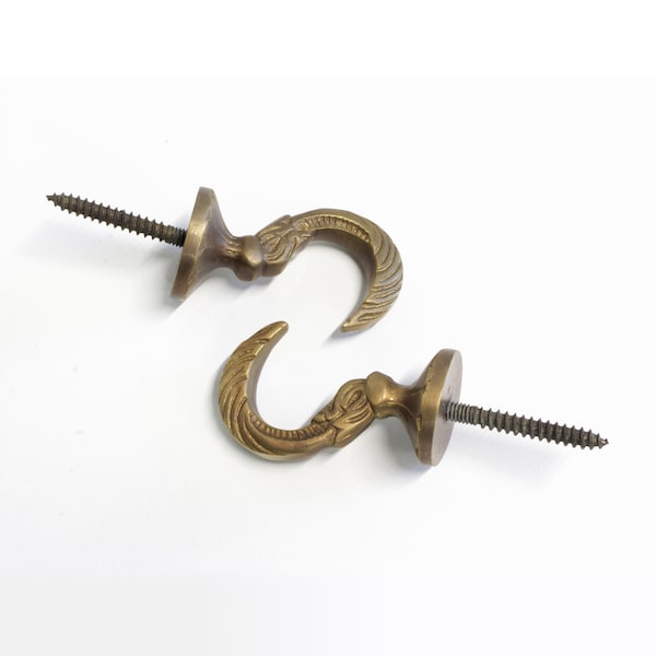 Decorative 1.8 Inch Brass Sabre Wall Hook for Hats, Coats, and Robes (2 Pack) - HK-BR2579-45 from RCH Hardware