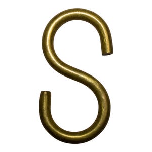 Standard Brass S-Hook Utility & Plant Hook, Kitchen Storage Chain Connector (2 Pack) - Hand Crafted Various Finishes - RCH Hardware SH-BR13