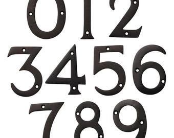 Modern 4 Inch Brass House Number for Address Plaque, Mailbox, and Metal Signage - NO-BR2270-100 from RCH Hardware