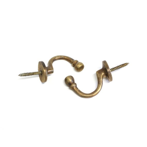 Set Of 60 Vintage Aged Bronze Wall Hooks With Screws - Small Screw