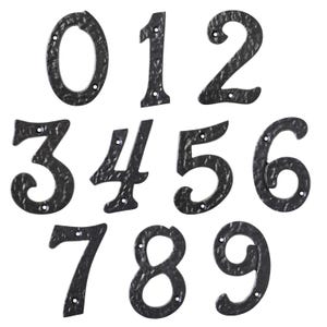 Vintage Farmhouse Serif 4 Inch Iron House Number for Address Plaque, Mailbox, and Metal Signage - NO-IR570-100 from RCH Hardware
