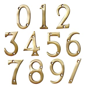 Modern Small 2 Inch Brass House Number for Address Plaque, Mailbox, and Metal Signage -  NO-BR235-50 from RCH Hardware