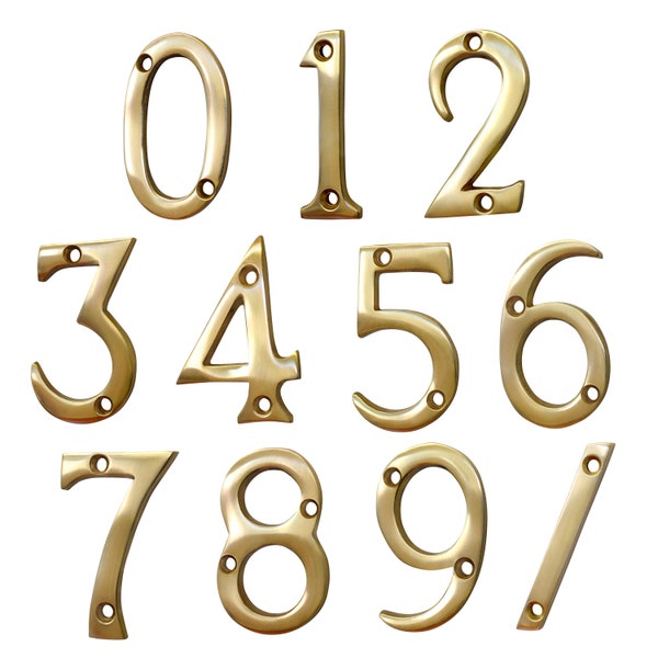 Modern Small 2 Inch Brass House Number for Address Plaque, Mailbox, and Metal Signage -  NO-BR235-50 from RCH Hardware