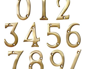 Modern 2 Inch Brass House Number: Address Plaque, Mailbox Signage