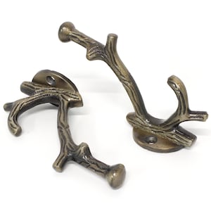 Decorative 2.6 Inch Iron Branch Wall Hook for Hats, Coats, and Robes  (2 Pack) - HK-IR8392 from RCH Hardware