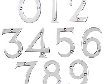 Modern 4 Inch Brass House Number for Address Plaque, Mailbox, and Metal Signage - NO-BR2270-100 from RCH Hardware