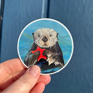 Cute Alaskan Sea Otter Sticker | Starfish | Sea Otter Sticker