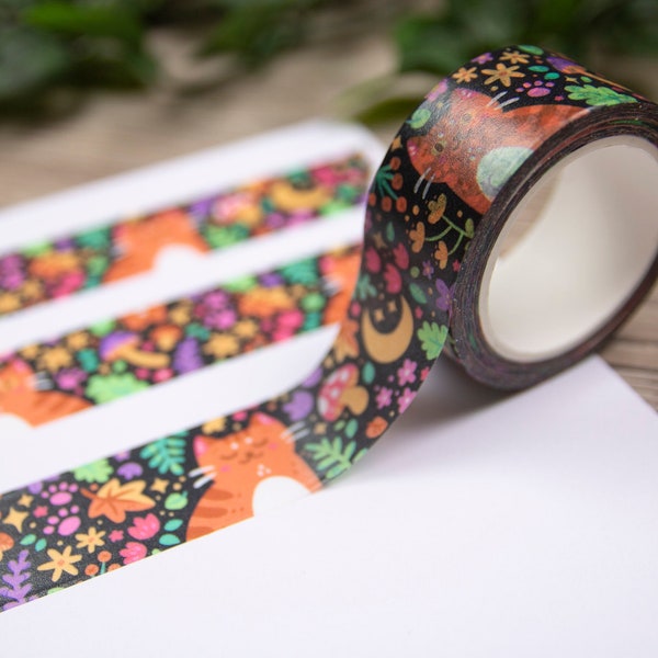 Washi Tape - Magical Fall Forest Kitty - Stationary, Crafts, Bullet Journaling