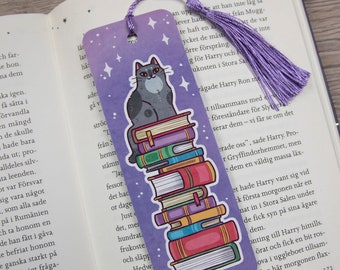 Cat on Books Bookmark | Different options | Tassel | Reading Gift