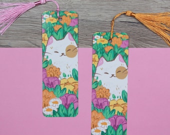 Cat in Flower Field Bookmark - Reading Gift