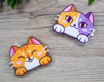 Clips para carpetas de acrílico con adorables gatos - Suministro estacionario