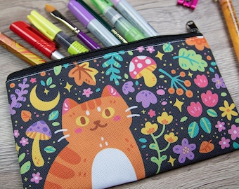 Magical Fall Nature Kitty - Pencil Case - Zipper Pouch - Make-up Bag - Stationary School Supply