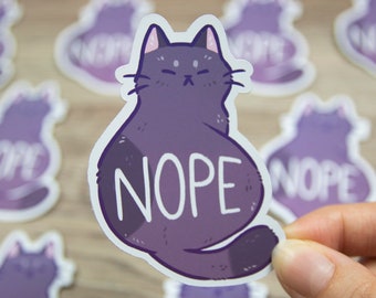 NOPE - Introvert Kitty -  Matte Vinyl Sticker