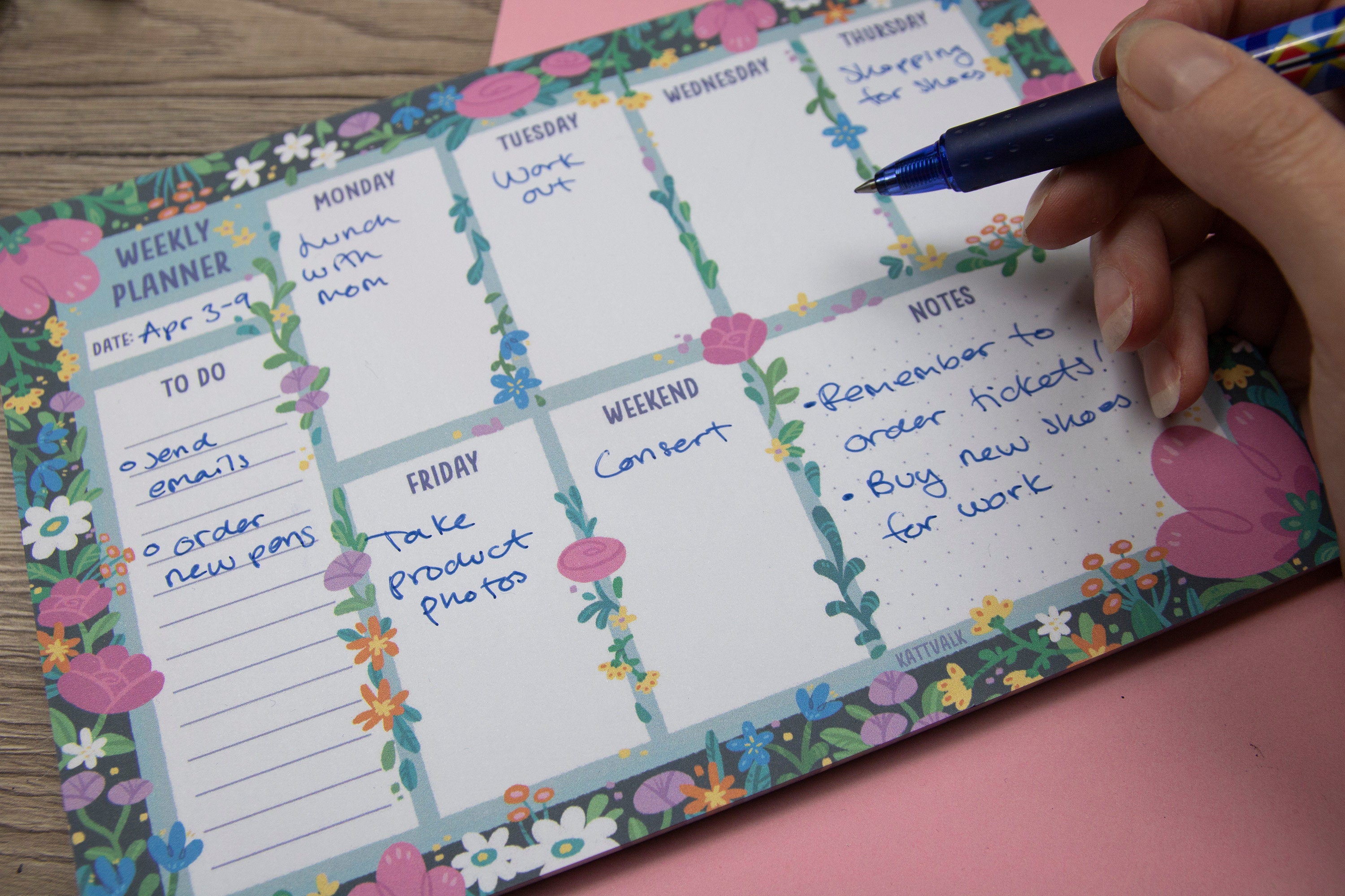 Weekly Planner Pad - Flowers and Plants - Stationary Supply | Size A5 ...