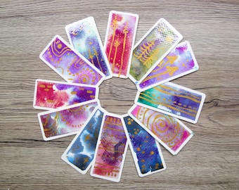 Watercolor Bookmarks & Golden Details - Small Original Watercolor Painting - Laminated