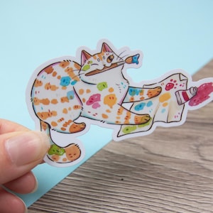 Gatto artistico - Adesivo lucido