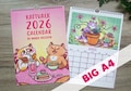 2026 Wall Calendar with Cute Cats - Big, A4 product logo