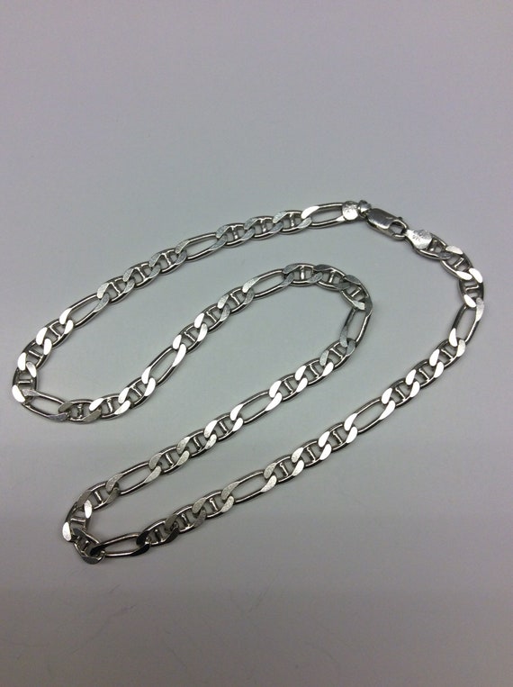 Sterling Silver Figaro Chain 20” long, silver chai