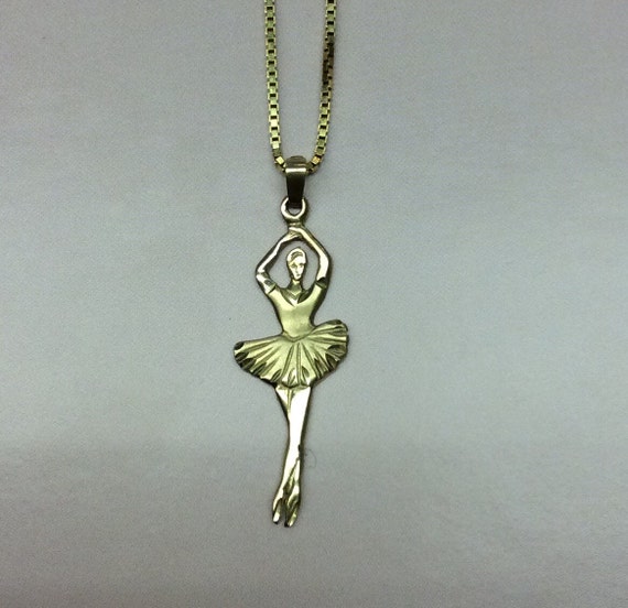 14k Ballerina Charm With 14k Necklace, twirling B
