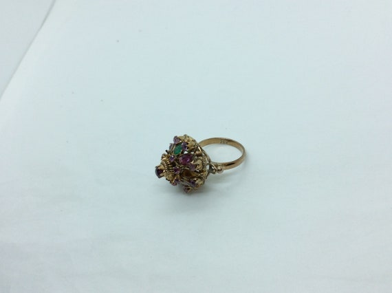 Multi  Stone Thai Princess Ring, Gold Statement R… - image 4