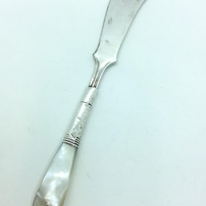 Sterling Silver Fish Knife with Mother of Pearl handle and a silver plated blade