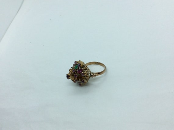 Multi  Stone Thai Princess Ring, Gold Statement R… - image 7