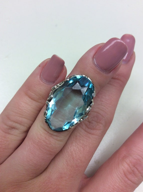 Sterling Silver Ring with Dragon undercarriage an… - image 1