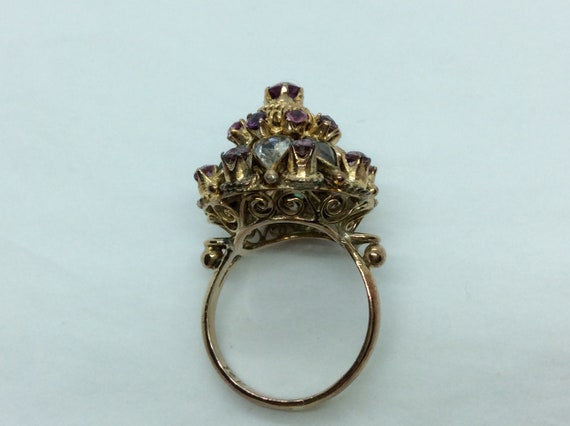 Multi  Stone Thai Princess Ring, Gold Statement R… - image 6