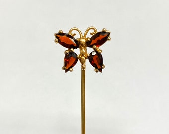 14k Garnet Butterfly Stick Pin, Rouge Grenats, Papillon en or