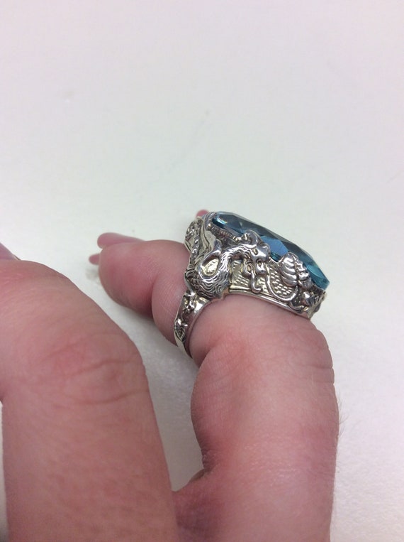 Sterling Silver Ring with Dragon undercarriage an… - image 3