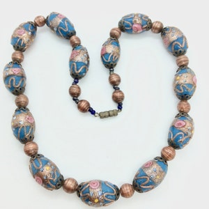 Vintage Murano Large Wedding Cake Beads in Blue with lots of Adventurine