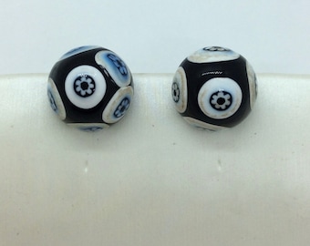GlassOfVenice Orecchini A Clip In Vetro Di Murano - Rettangolari Cabochon Nero Con Cristalli