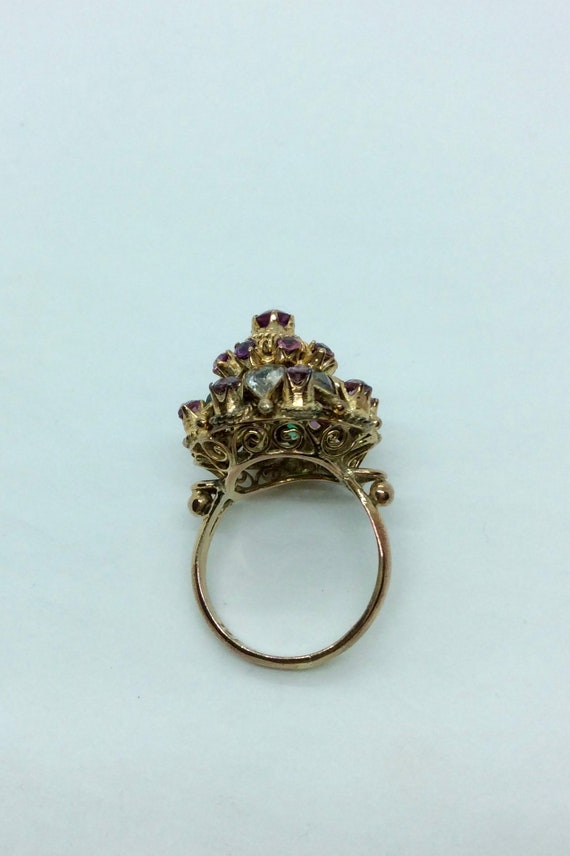 Multi  Stone Thai Princess Ring, Gold Statement R… - image 2