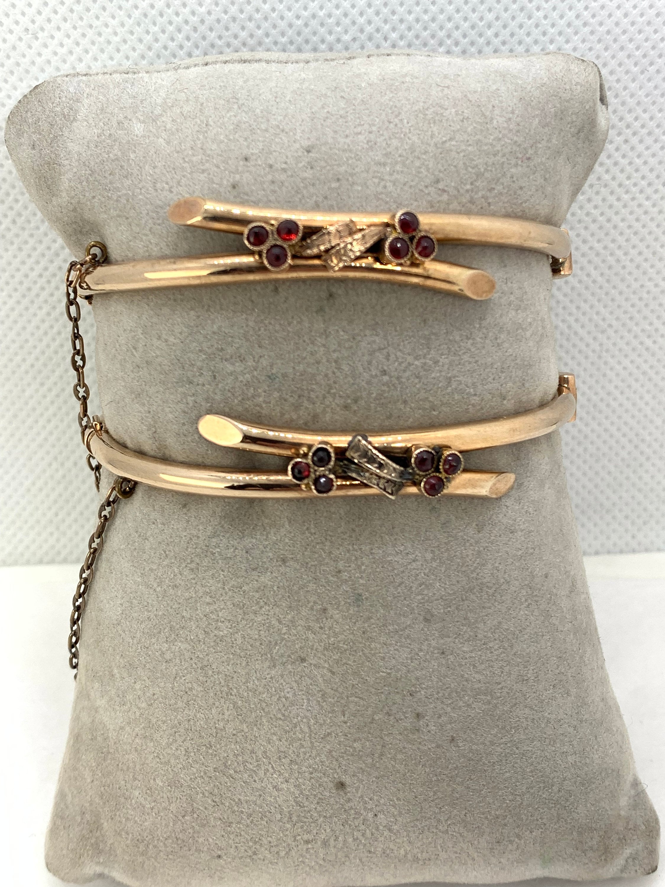 Pair Victorian Wedding Bracelets in Gold Filled with Garnets Gorgneous