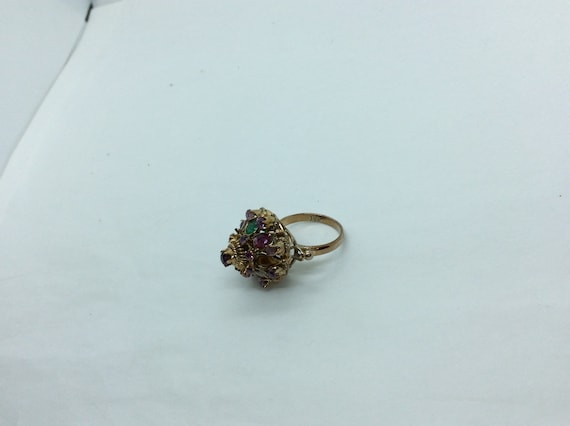 Multi  Stone Thai Princess Ring, Gold Statement R… - image 8