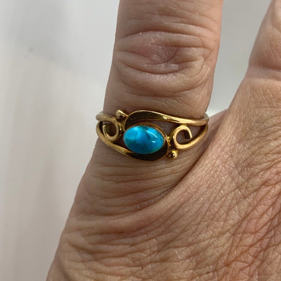Art Nouveau Turquoise Ring in 14k Rose Gold Very P