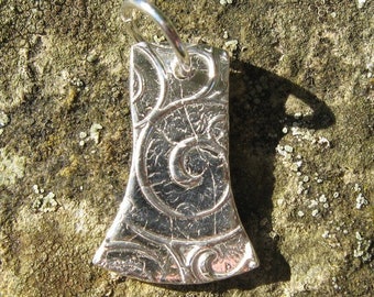 Axe Head Pendant Viking (Fine Silver Pendant), Gift, Christmas, Yule, Celtic, Norse, Magical, Jewellery, Pagan, Unusual, Unique,