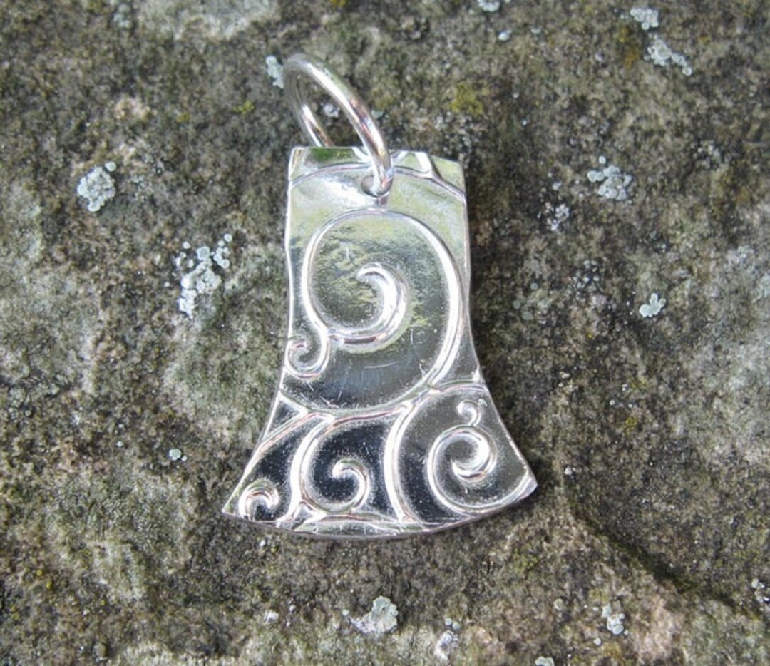 Axe Head Pendant fine Silver Pendant Gift Christmas Yule Etsy