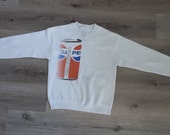 Vintage Sweatshirt Pepsi Cola 1990s 1980s Small Distressed Worn In Preppy Grunge POP Art Warhol Shirt Hip Hop Rap Star Unique Retro