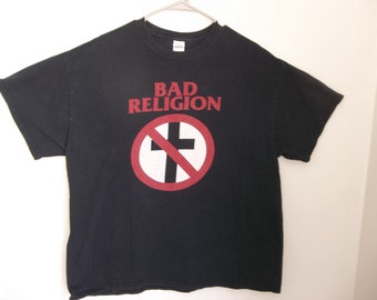 Vintage T-shirt Bad Religion 2000s sz XL Distressed Uneven Fading streetwear grunge tee Boxy