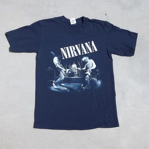 Vintage T-Shirt Nirvana Medium 2000s Live Medium Grunge Hard Rock Alternative Band Dark Blue image 5