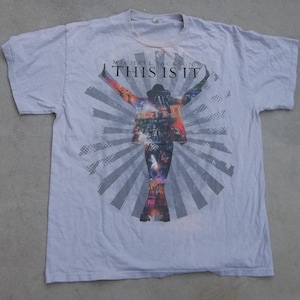 Vintage T-Shirt Michael Jackson This is It Medium King of Pop 2000s Distressed Faded Worn In image 1