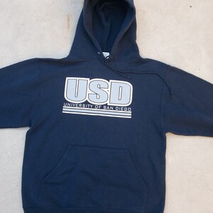 Vintage Sweatshirt USD University of San Diego 1990s Hoodies Small Retro Distressed Preppy Grunge Unisex Casual Athletic Street Pullover image 6