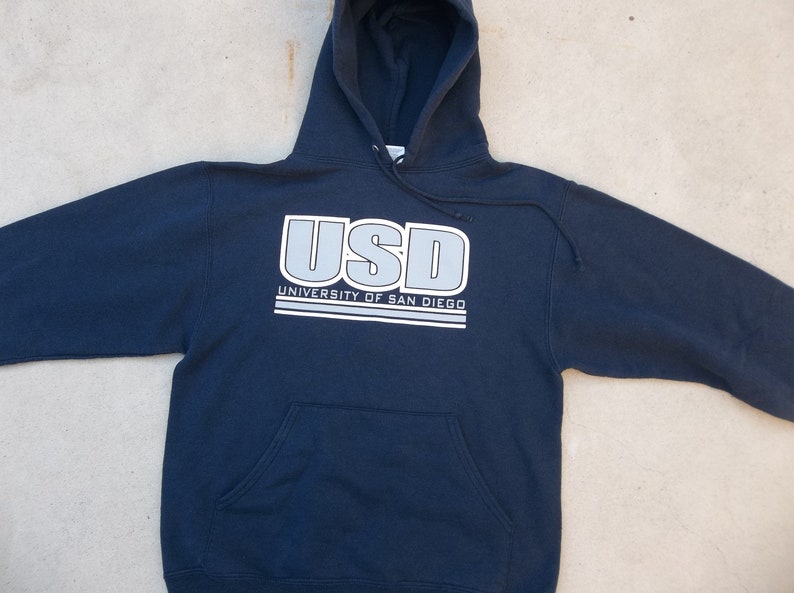 Vintage Sweatshirt USD University of San Diego 1990s Hoodies Small Retro Distressed Preppy Grunge Unisex Casual Athletic Street Pullover image 6
