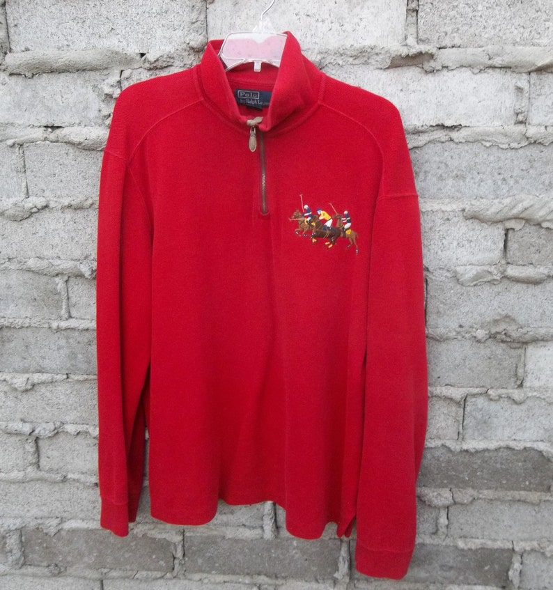 Sudadera Bordados 1990 Jugadores De Los Polo Caballos Vintage Grande Del Rojo Ralph Lauren Decenio Sz mPvn0yN8wO