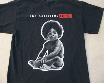 Camiseta vintage the Notorious B.I.G. Década de 2000 Gran droga de hip hop descolorida y angustiada