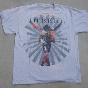 Vintage T-Shirt Michael Jackson This is It Medium King of Pop 2000s Distressed Faded Worn In image 3