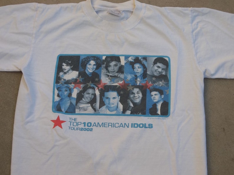 Vintage T-shirt American Idols top 10 2002 sz Small Concert Tour Tee image 8